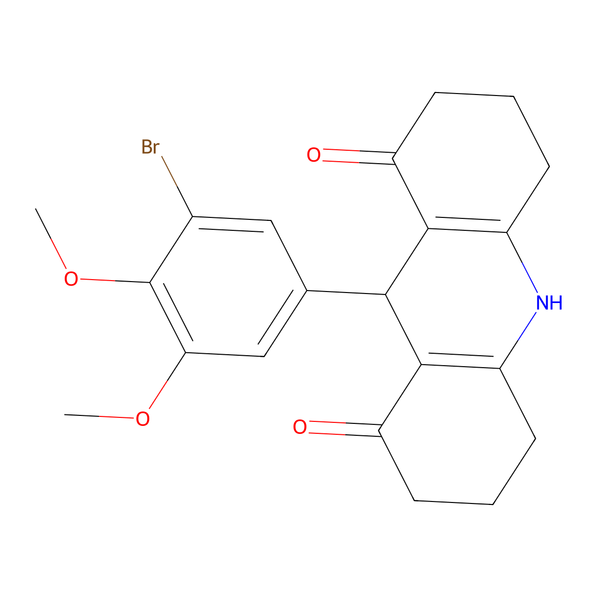 9-(3-Bromo-4,5-dimethoxyphenyl)-2,3,4,5,6,7,9,10-octahydroacridine-1,8-dione molecular structure, CAS 515831-02-4