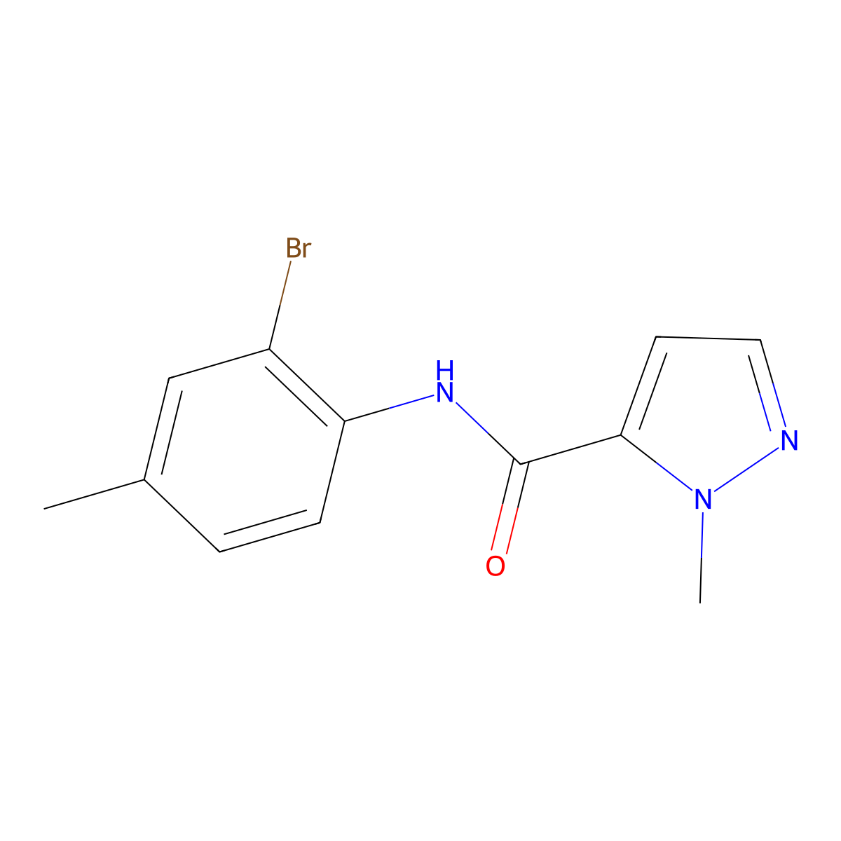 N-(2-bromo-4-methylphenyl)-1-methyl-1H-pyrazole-5-carboxamide molecular structure, CAS 515831-08-0