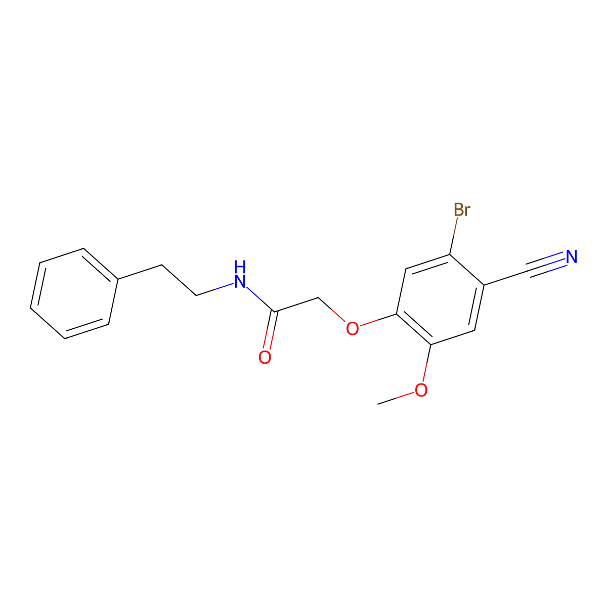 2-(5-bromo-4-cyano-2-methoxyphenoxy)-N-(2-phenylethyl)acetamide molecular structure, CAS 515831-27-3