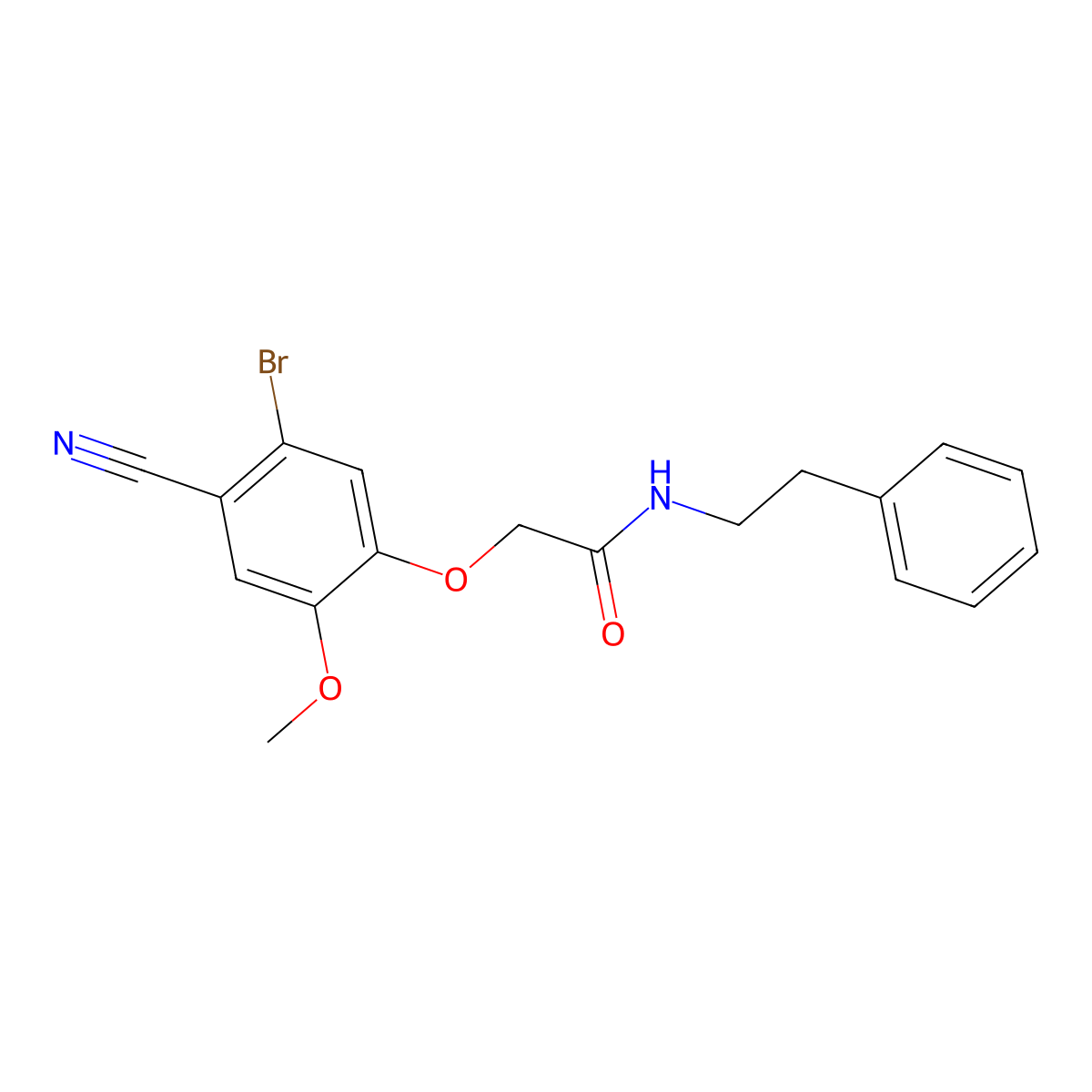 2-(5-bromo-4-cyano-2-methoxyphenoxy)-N-(2-phenylethyl)acetamide molecular structure, CAS 515831-27-3