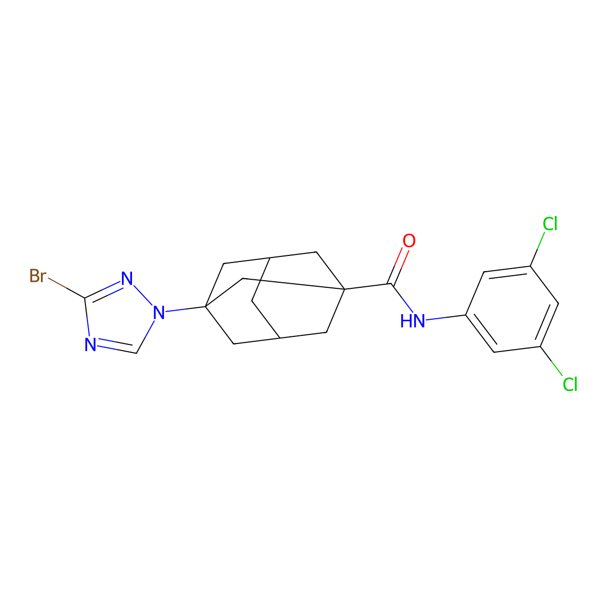 3-(3-bromo-1,2,4-triazol-1-yl)-N-(3,5-dichlorophenyl)adamantane-1-carboxamide molecular structure, CAS 515831-38-6