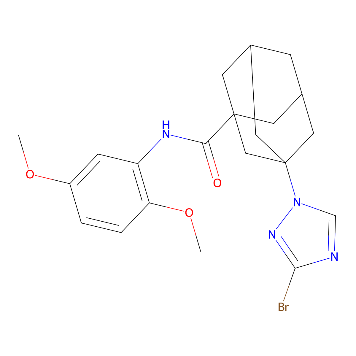 3-(3-bromo-1H-1,2,4-triazol-1-yl)-N-(2,5-dimethoxyphenyl)-1-adamantanecarboxamide molecular structure, CAS 515831-58-0