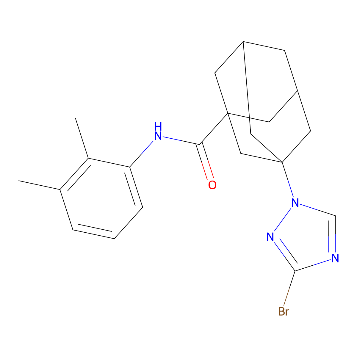 3-(3-bromo-1,2,4-triazol-1-yl)-N-(2,3-dimethylphenyl)adamantane-1-carboxamide molecular structure, CAS 515831-59-1