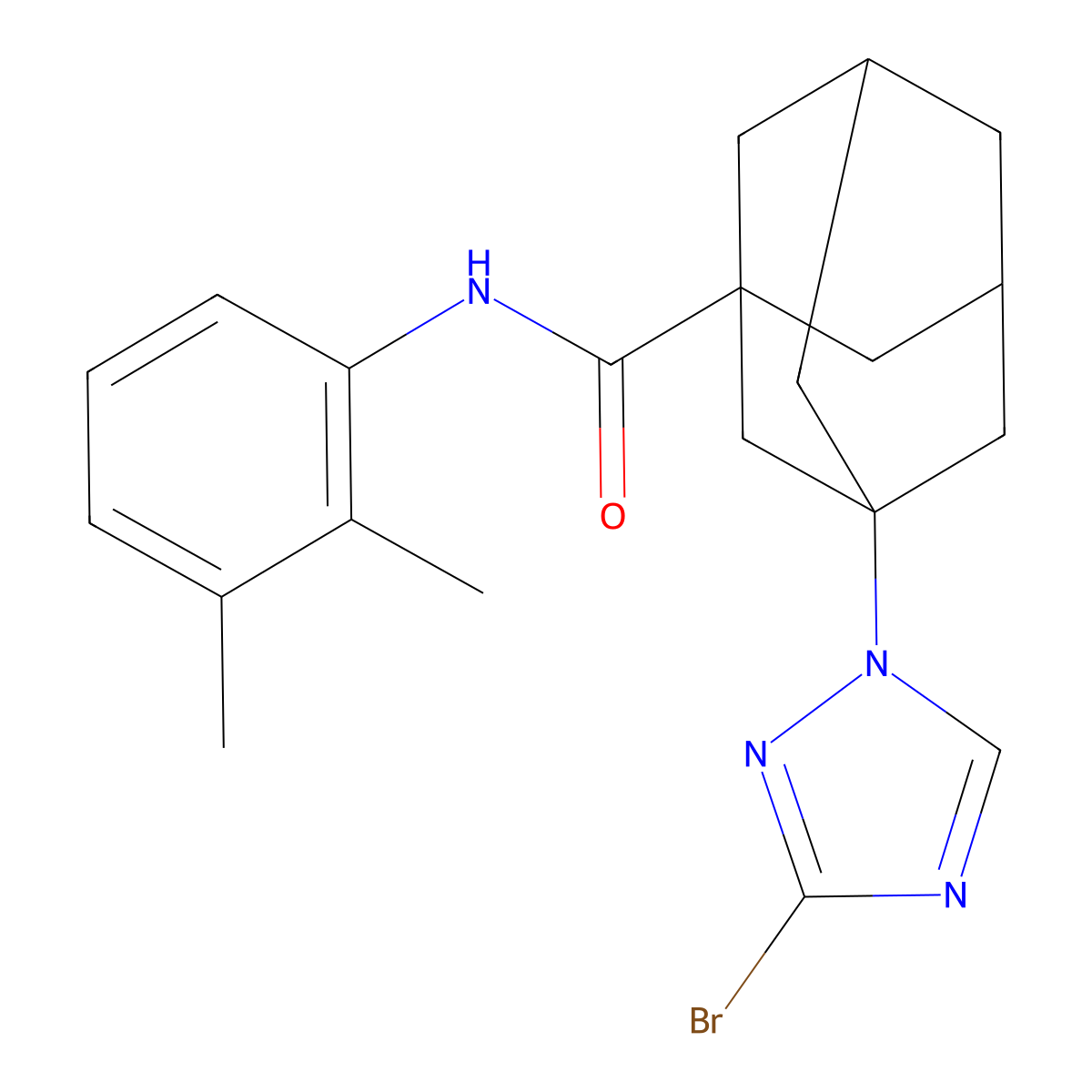 3-(3-bromo-1,2,4-triazol-1-yl)-N-(2,3-dimethylphenyl)adamantane-1-carboxamide molecular structure, CAS 515831-59-1