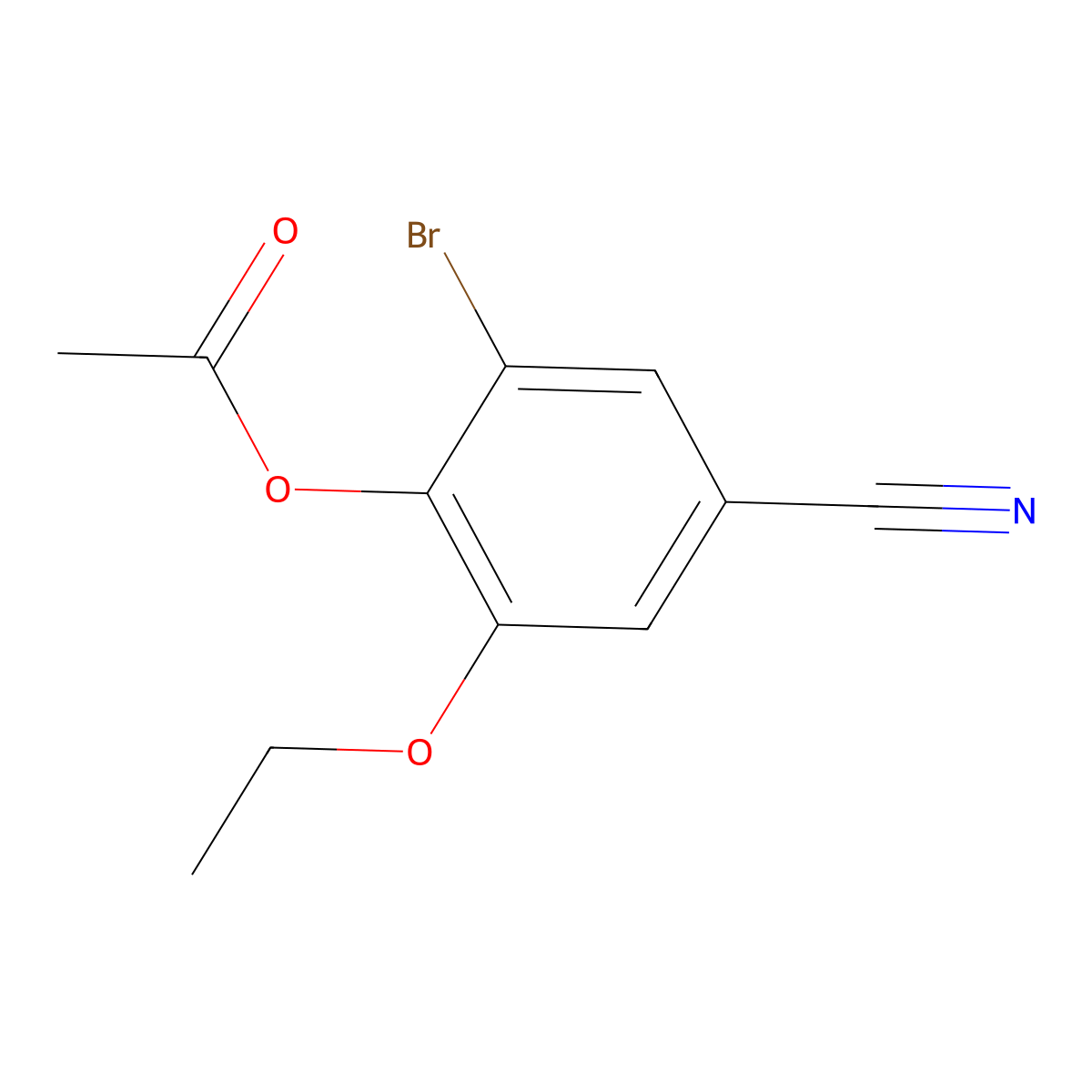 2-Bromo-4-cyano-6-ethoxyphenyl acetate molecular structure, CAS 515831-66-0