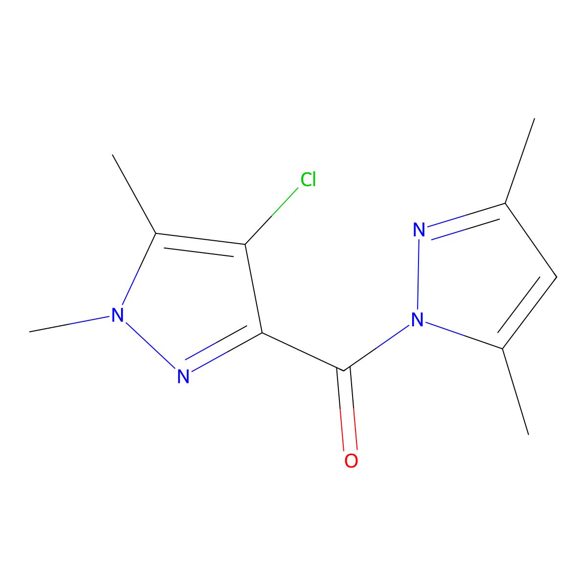 (4-Chloro-1,5-dimethylpyrazol-3-yl)-(3,5-dimethylpyrazol-1-yl)methanone molecular structure, CAS 515831-67-1