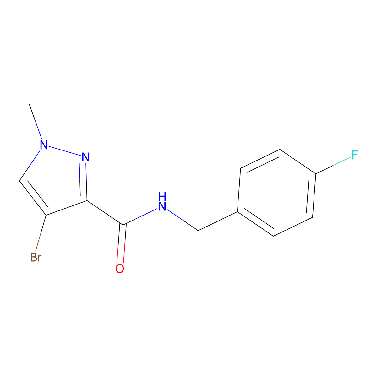 4-bromo-N-[(4-fluorophenyl)methyl]-1-methylpyrazole-3-carboxamide molecular structure, CAS 515831-70-6