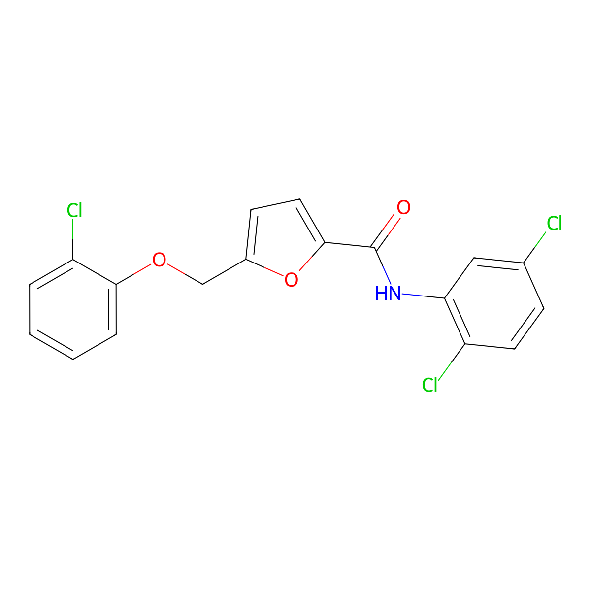 5-[(2-chlorophenoxy)methyl]-N-(2,5-dichlorophenyl)furan-2-carboxamide molecular structure, CAS 515831-71-7