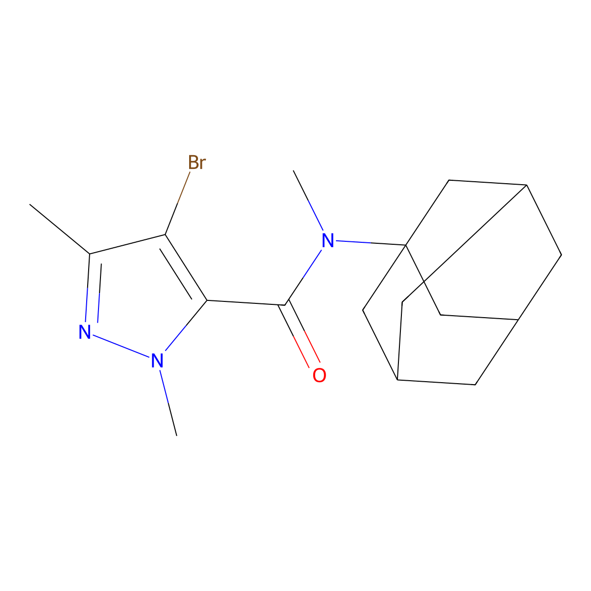 N-(1-adamantyl)-4-bromo-N,2,5-trimethylpyrazole-3-carboxamide molecular structure, CAS 515831-77-3