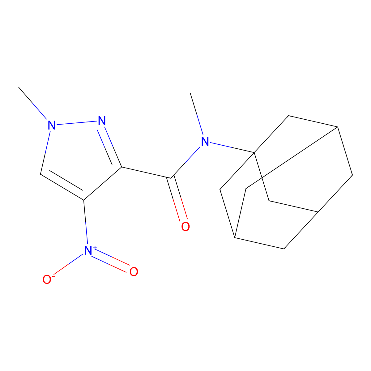 N-(1-adamantyl)-N,1-dimethyl-4-nitropyrazole-3-carboxamide molecular structure, CAS 515831-80-8