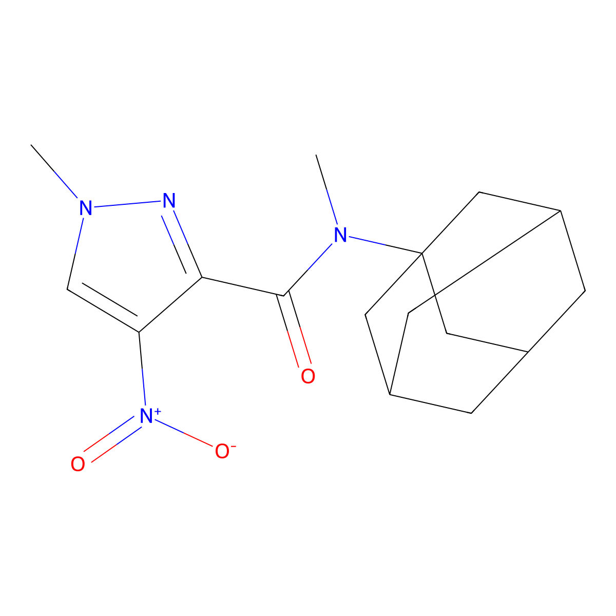 N-(1-adamantyl)-N,1-dimethyl-4-nitropyrazole-3-carboxamide molecular structure, CAS 515831-80-8
