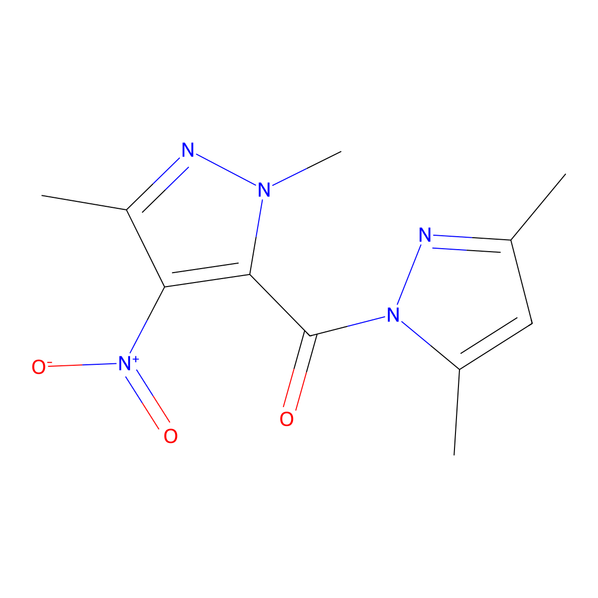 (2,5-Dimethyl-4-nitropyrazol-3-yl)-(3,5-dimethylpyrazol-1-yl)methanone molecular structure, CAS 515831-84-2