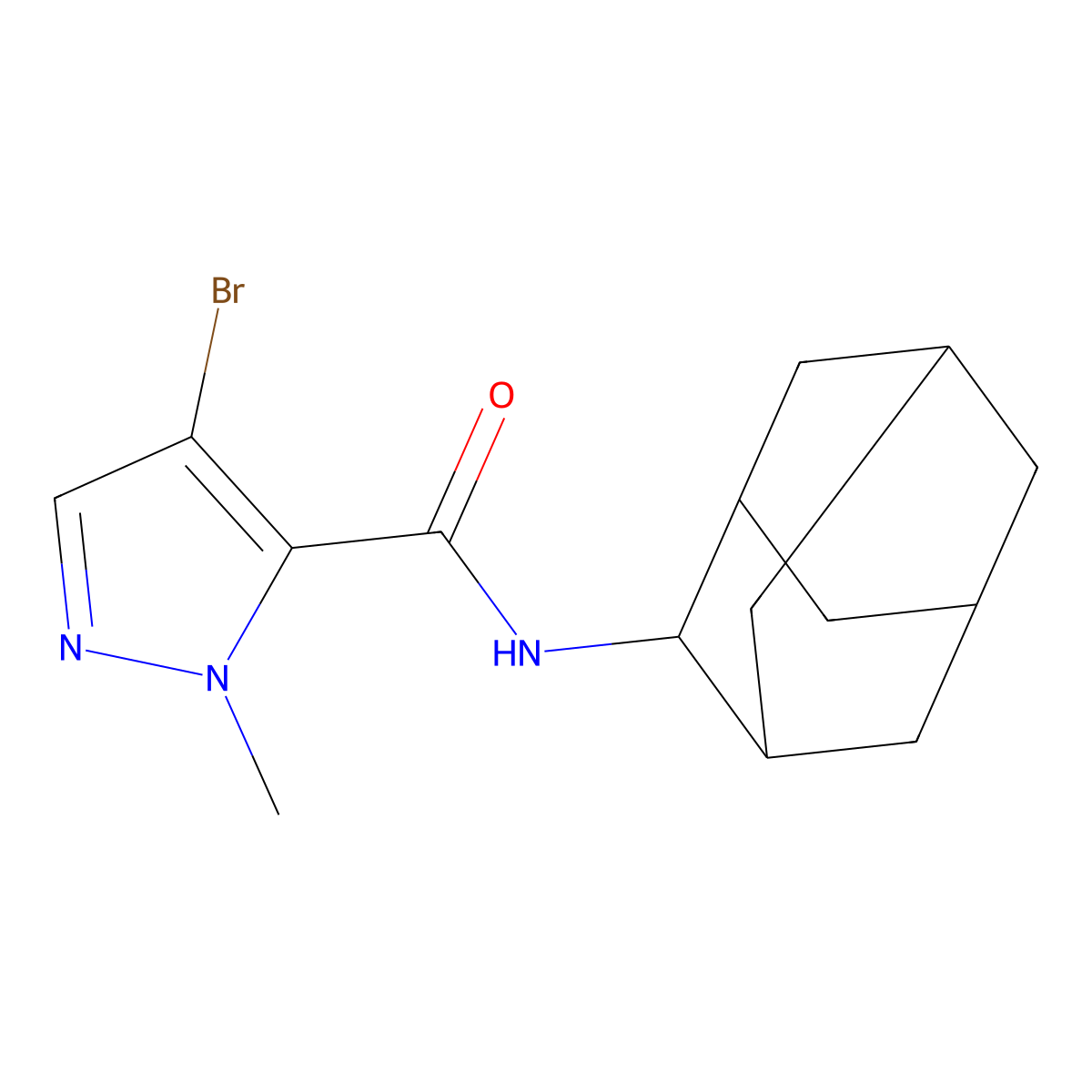 N-(2-adamantyl)-4-bromo-1-methyl-1H-pyrazole-5-carboxamide molecular structure, CAS 515831-90-0