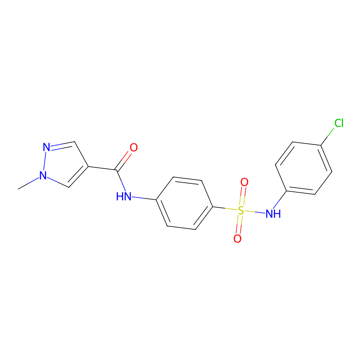 N-[4-[(4-chlorophenyl)sulfamoyl]phenyl]-1-methylpyrazole-4-carboxamide molecular structure, CAS 515831-97-7