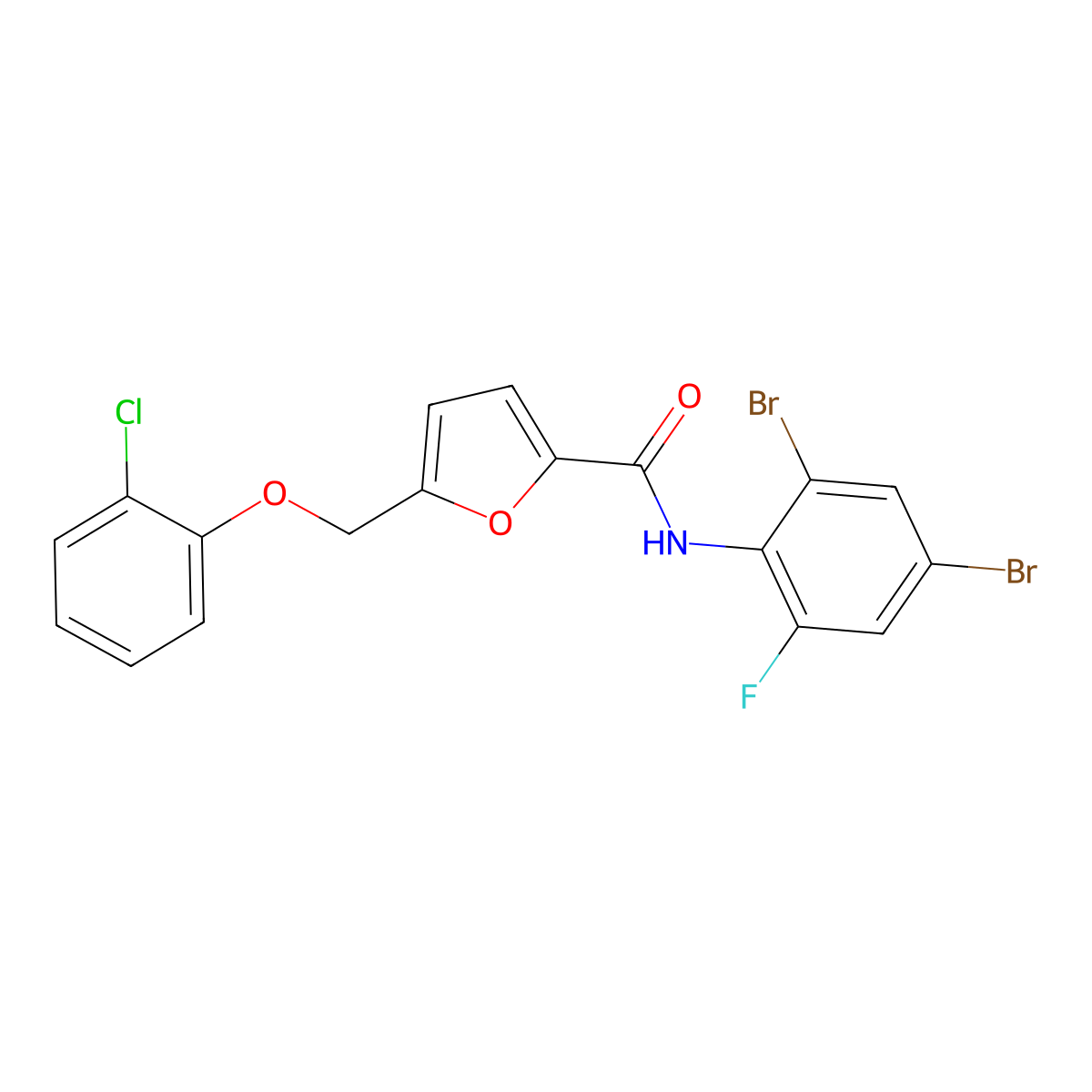 5-[(2-chlorophenoxy)methyl]-N-(2,4-dibromo-6-fluorophenyl)furan-2-carboxamide molecular structure, CAS 515831-98-8