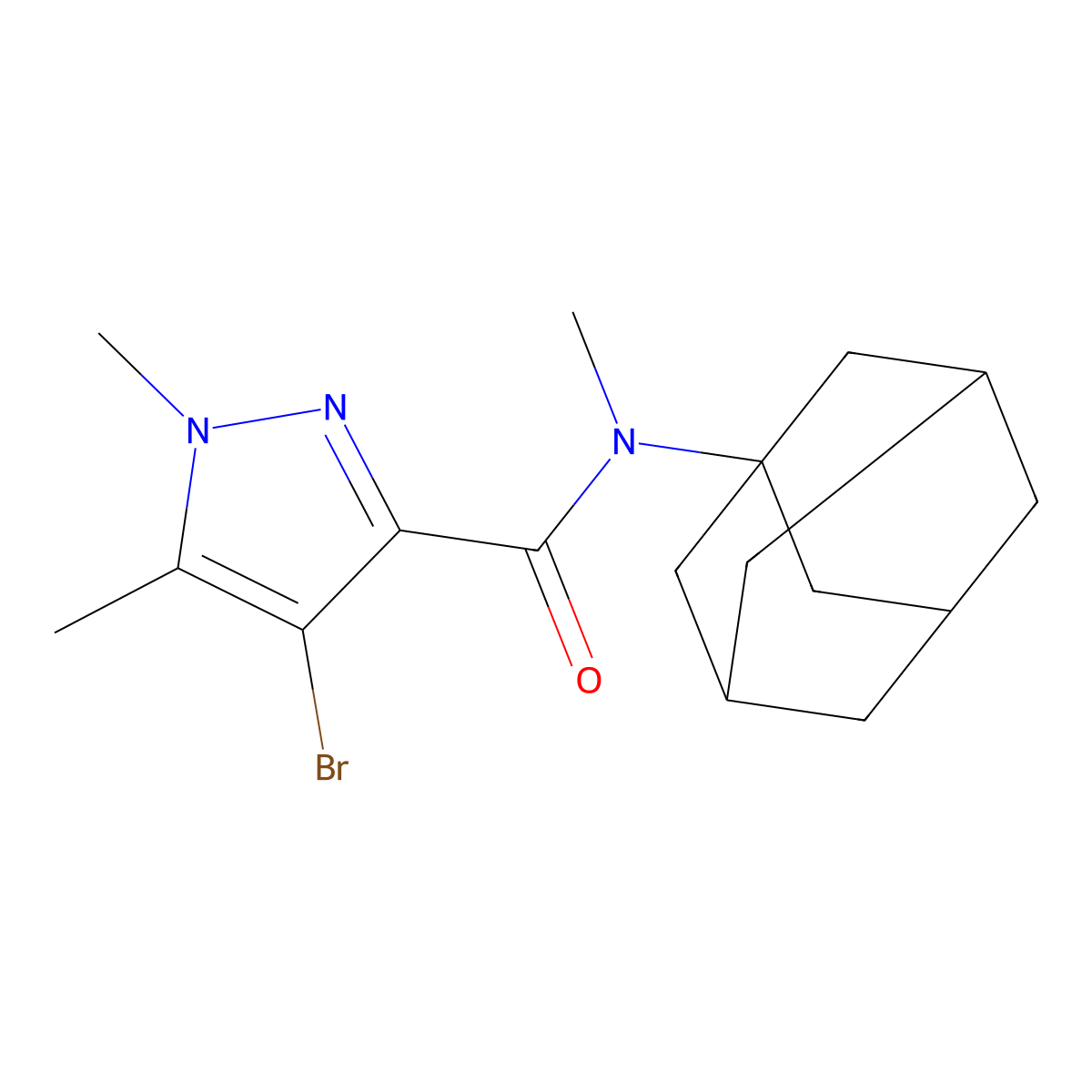 N-(1-adamantyl)-4-bromo-N,1,5-trimethylpyrazole-3-carboxamide molecular structure, CAS 515832-01-6