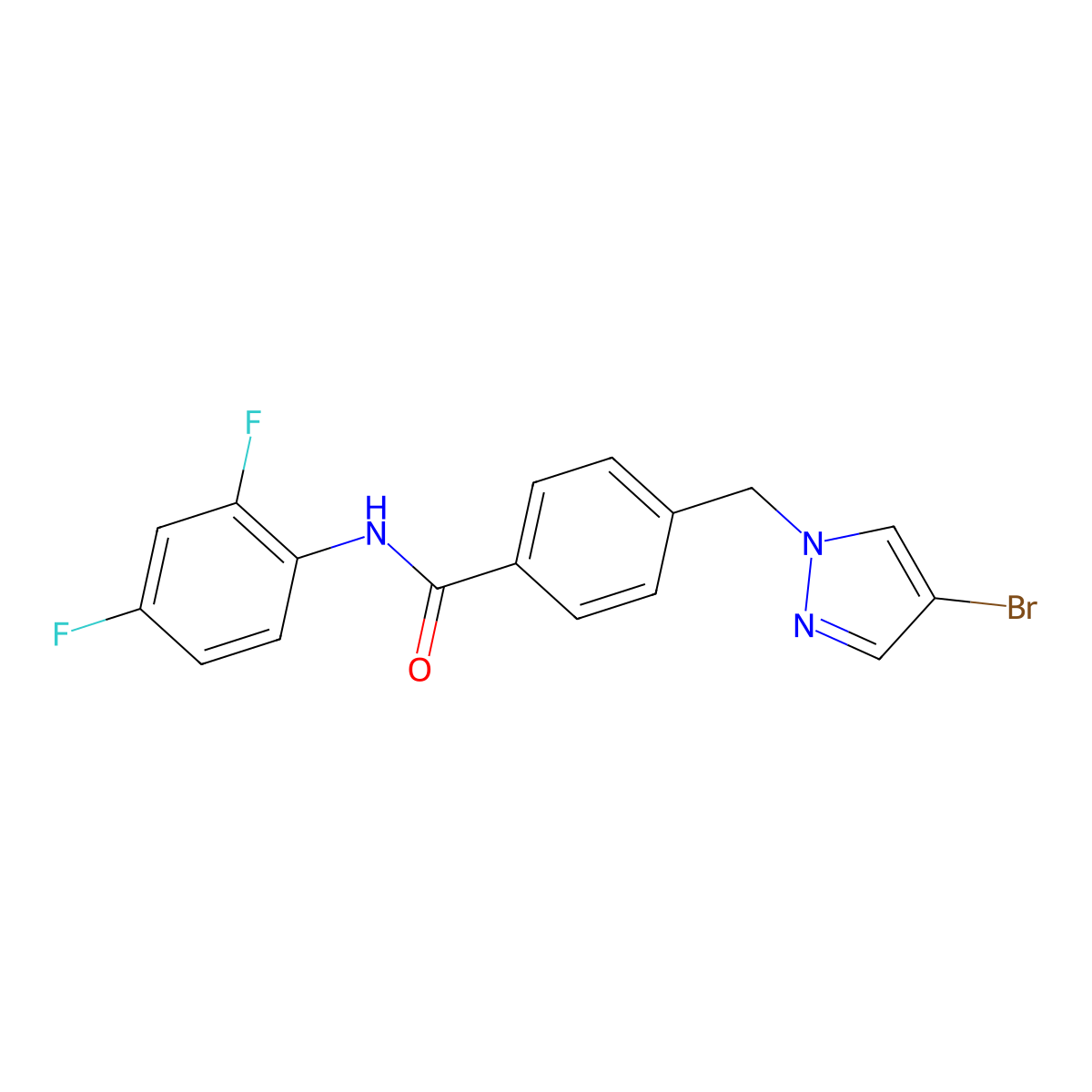 4-[(4-bromopyrazol-1-yl)methyl]-N-(2,4-difluorophenyl)benzamide molecular structure, CAS 515832-02-7
