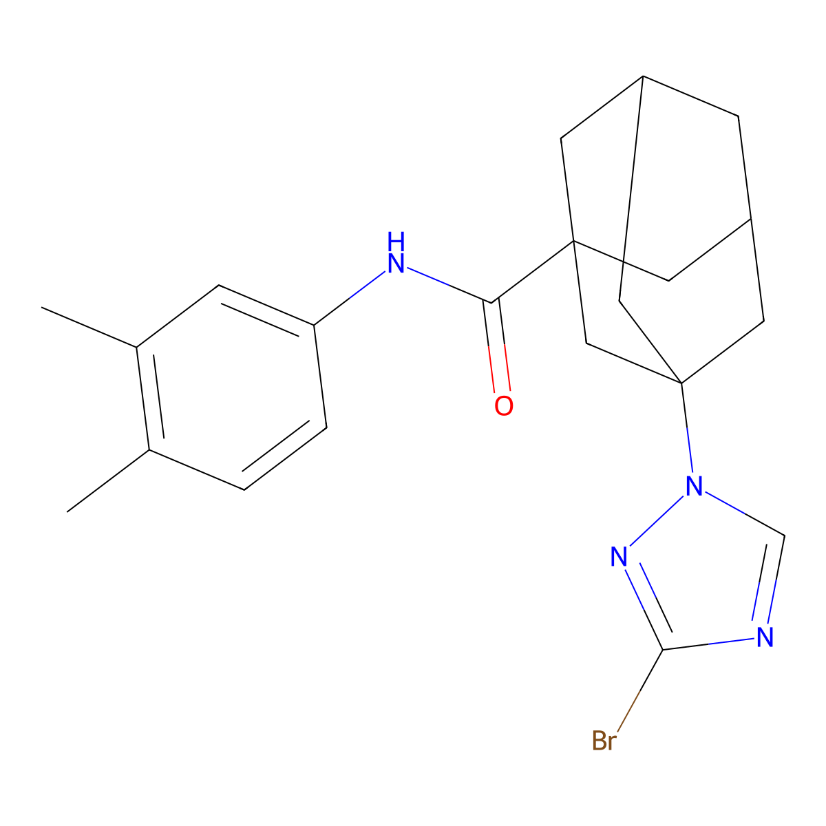 3-(3-bromo-1,2,4-triazol-1-yl)-N-(3,4-dimethylphenyl)adamantane-1-carboxamide molecular structure, CAS 515832-05-0