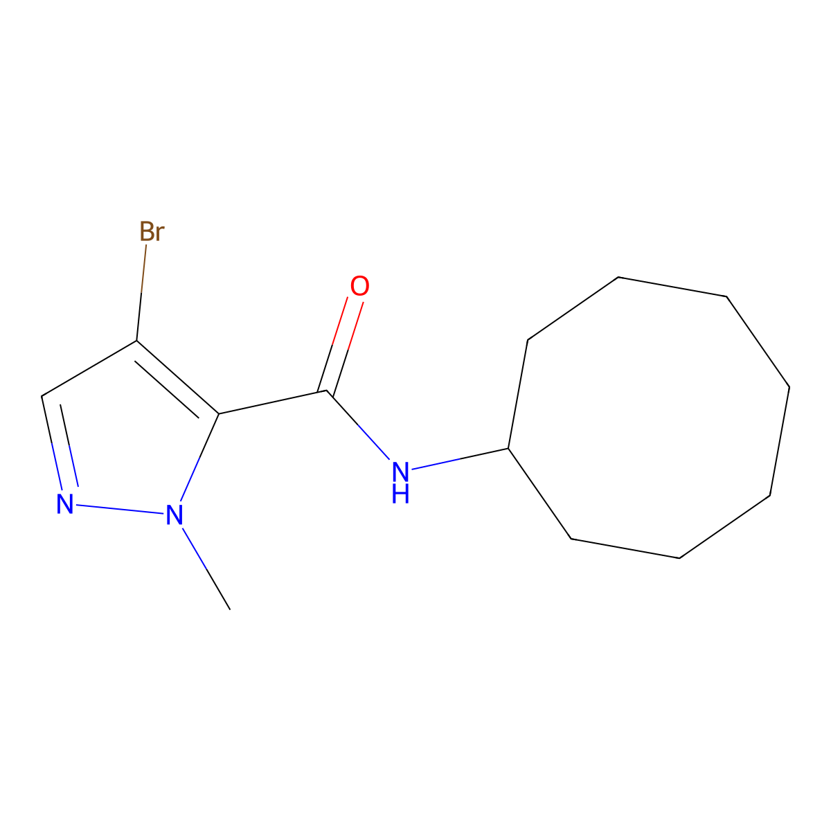 4-bromo-N-cyclooctyl-1-methyl-1H-pyrazole-5-carboxamide molecular structure, CAS 515832-07-2