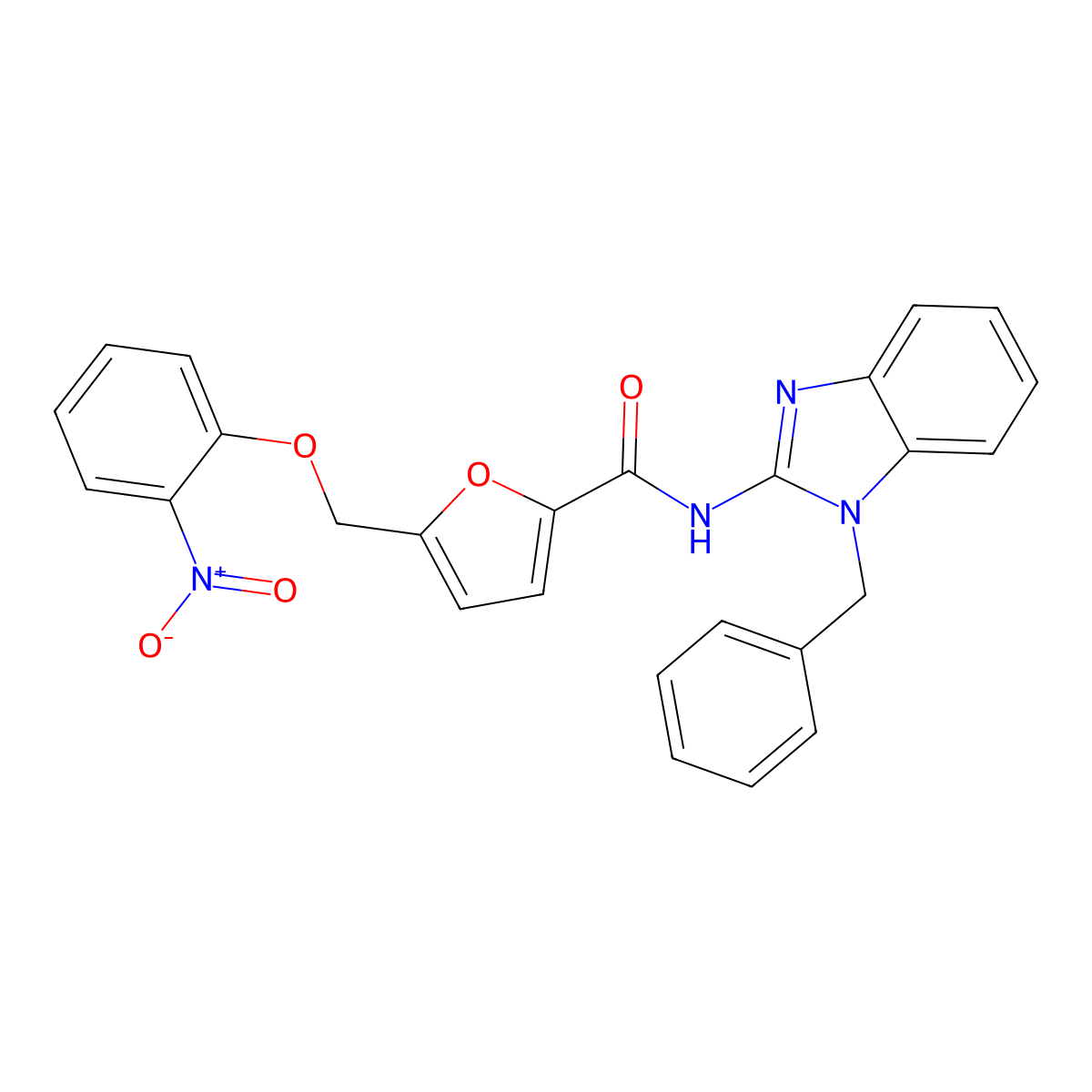 N-(1-benzylbenzimidazol-2-yl)-5-[(2-nitrophenoxy)methyl]furan-2-carboxamide molecular structure, CAS 515832-14-1