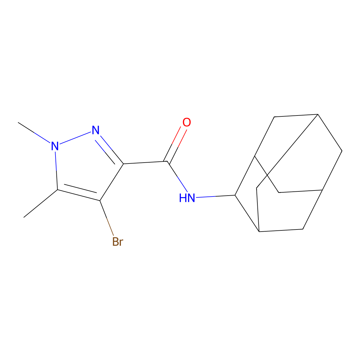 N-(2-adamantyl)-4-bromo-1,5-dimethylpyrazole-3-carboxamide molecular structure, CAS 515832-18-5