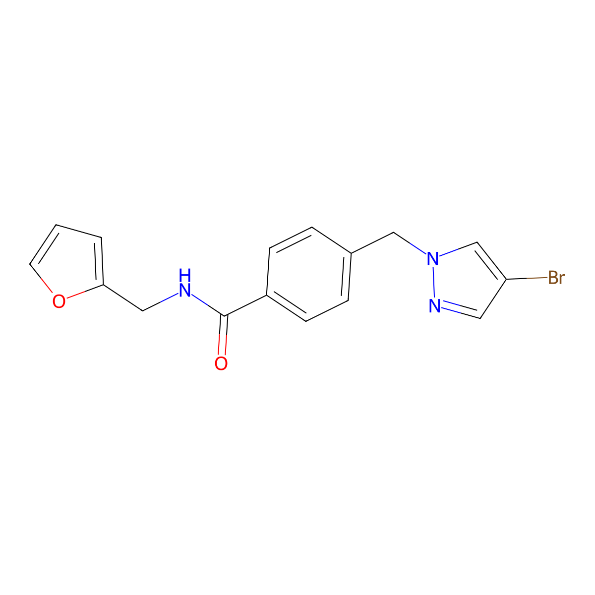 4-[(4-bromopyrazol-1-yl)methyl]-N-(furan-2-ylmethyl)benzamide molecular structure, CAS 515832-48-1