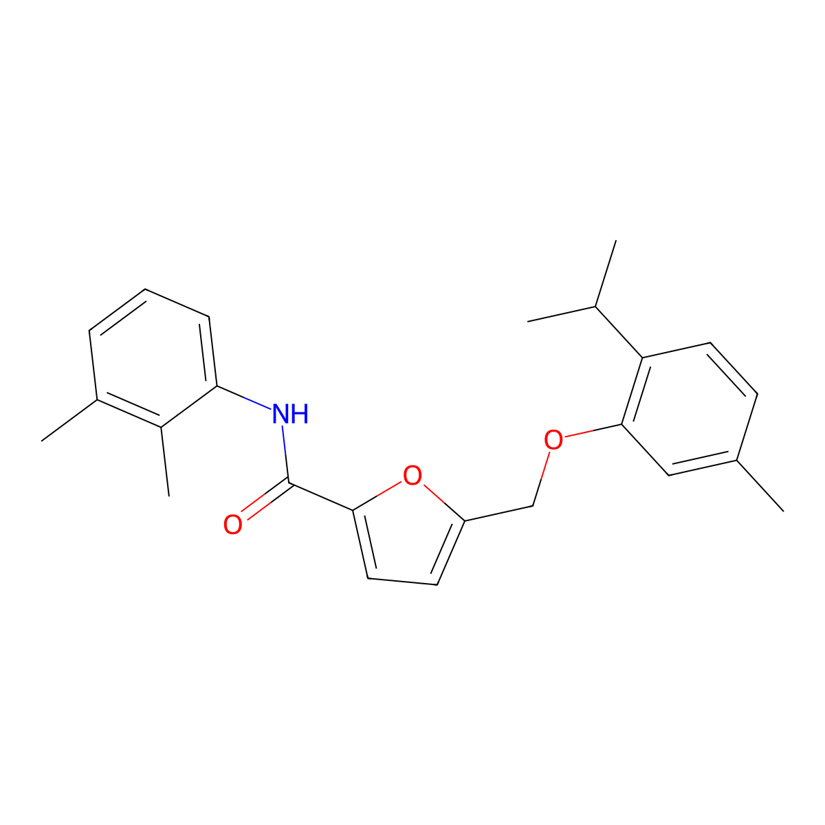 N-(2,3-dimethylphenyl)-5-[(2-isopropyl-5-methylphenoxy)methyl]-2-furamide molecular structure, CAS 515832-50-5
