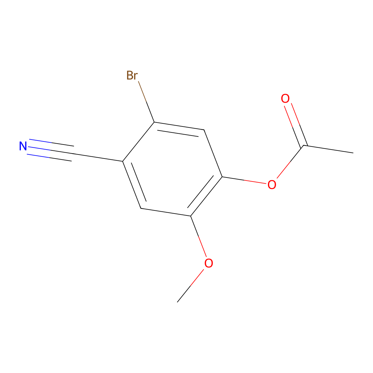 Benzonitrile, 4-(acetyloxy)-2-bromo-5-methoxy- molecular structure, CAS 515832-53-8