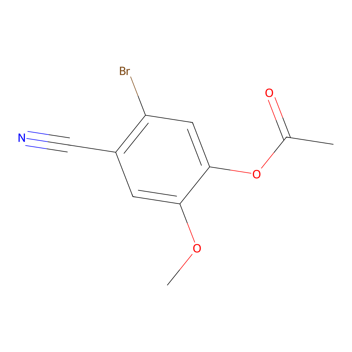 Benzonitrile, 4-(acetyloxy)-2-bromo-5-methoxy- molecular structure, CAS 515832-53-8