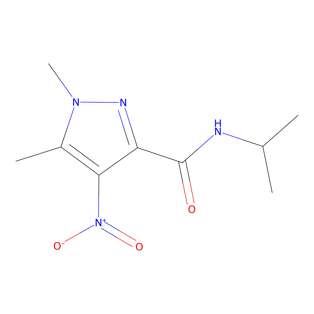 4-nitro-N-isopropyl-1,5-dimethyl-1H-pyrazole-3-carboxamide molecular structure, CAS 515832-56-1
