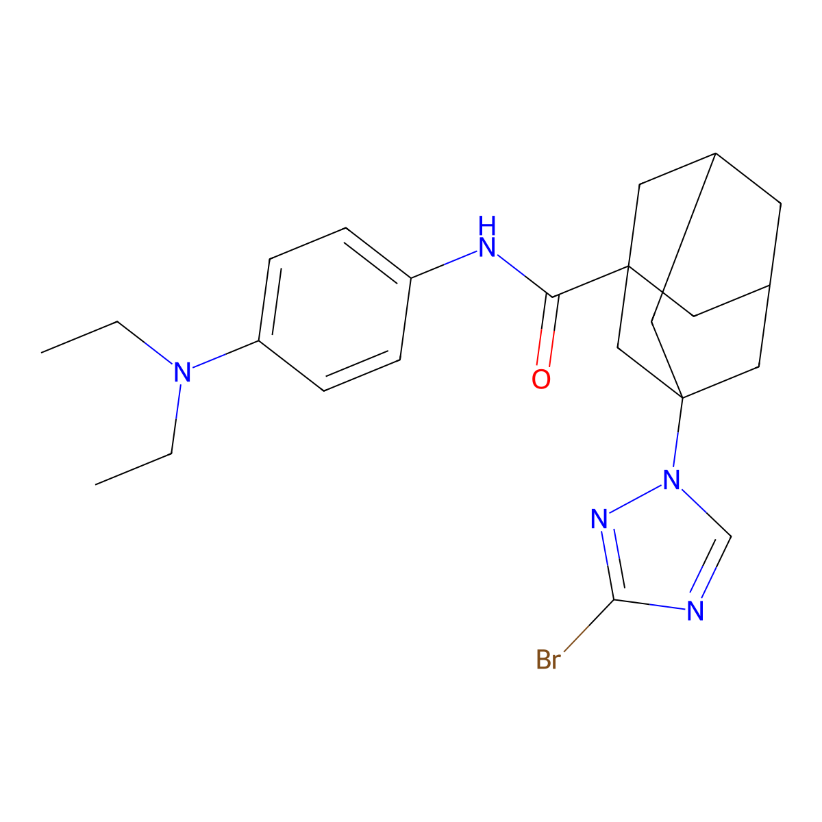 3-(3-bromo-1,2,4-triazol-1-yl)-N-[4-(diethylamino)phenyl]adamantane-1-carboxamide molecular structure, CAS 515832-64-1