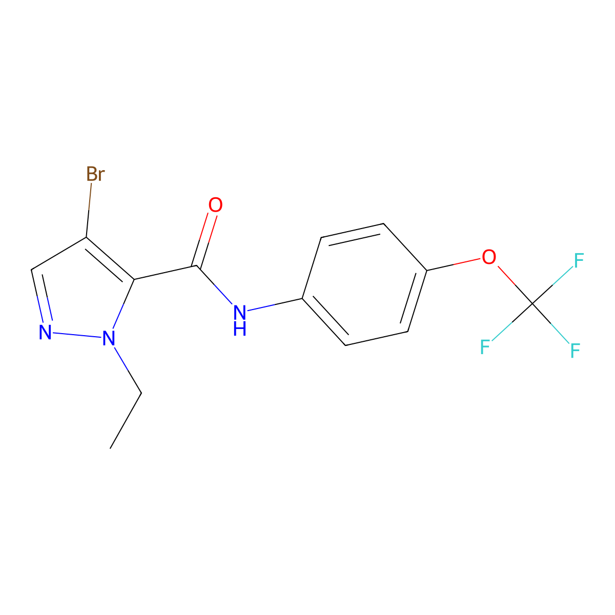 4-bromo-1-ethyl-N-[4-(trifluoromethoxy)phenyl]-1H-pyrazole-5-carboxamide molecular structure, CAS 515832-66-3