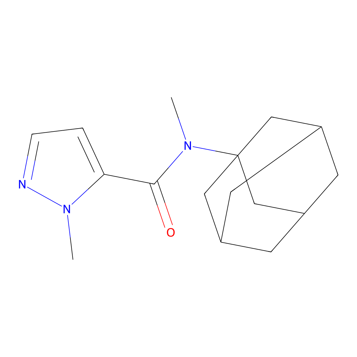 N-(1-adamantyl)-N,2-dimethylpyrazole-3-carboxamide molecular structure, CAS 515832-68-5