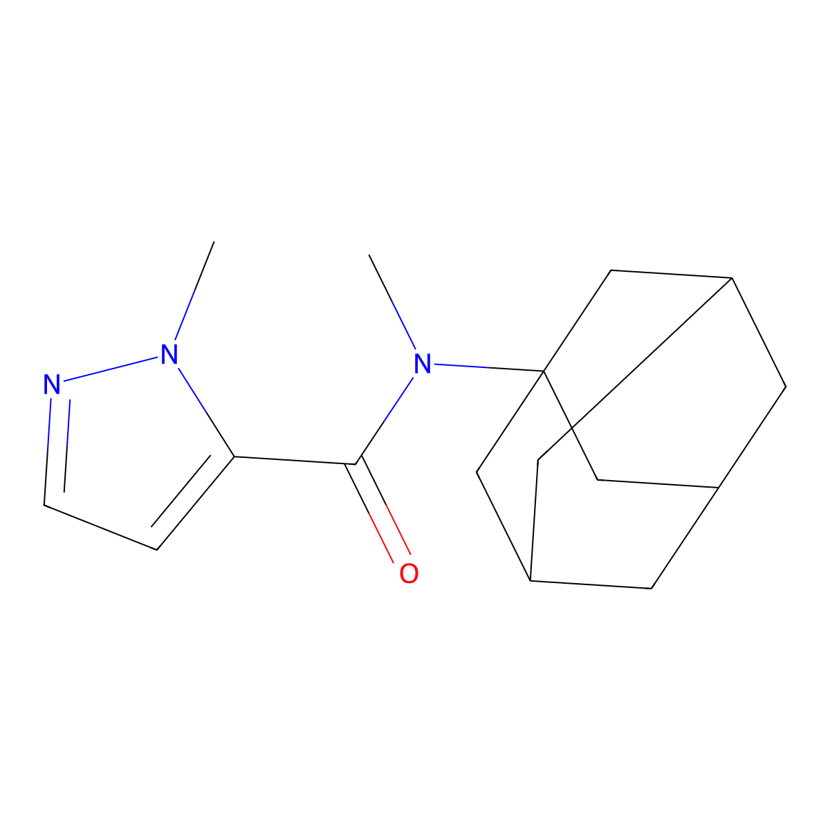 N-(1-adamantyl)-N,2-dimethylpyrazole-3-carboxamide molecular structure, CAS 515832-68-5
