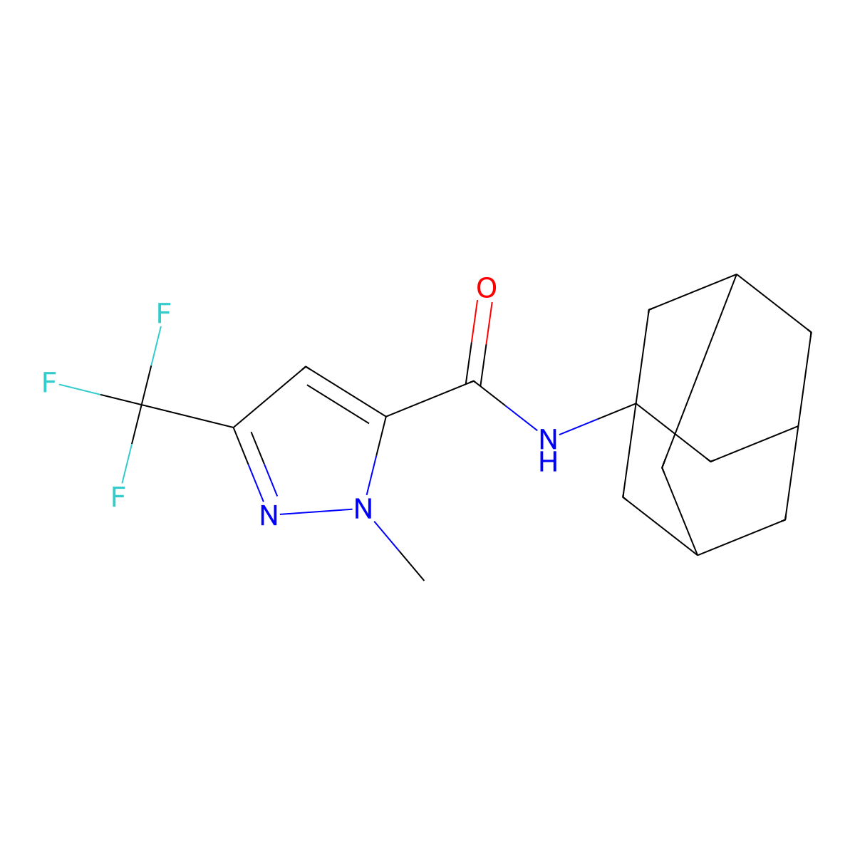 N-(1-adamantyl)-1-methyl-3-(trifluoromethyl)-1H-pyrazole-5-carboxamide molecular structure, CAS 515832-74-3