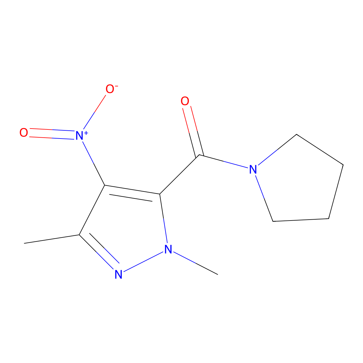(2,5-Dimethyl-4-nitropyrazol-3-yl)-pyrrolidin-1-ylmethanone molecular structure, CAS 515832-76-5