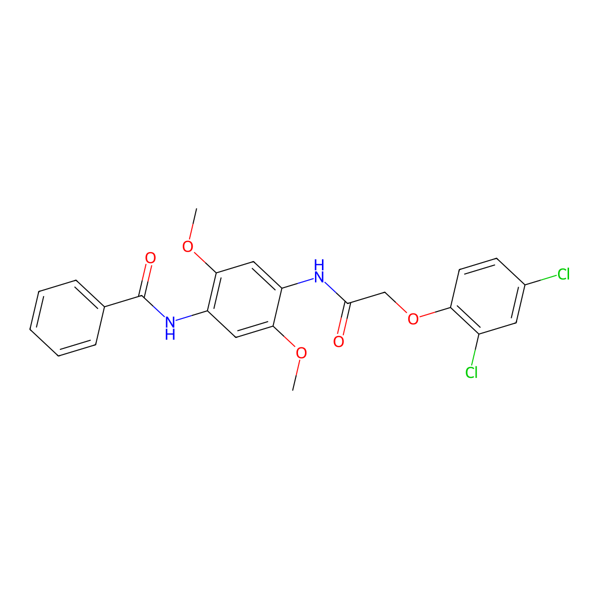 N-[4-[[2-(2,4-dichlorophenoxy)acetyl]amino]-2,5-dimethoxyphenyl]benzamide molecular structure, CAS 515838-04-7
