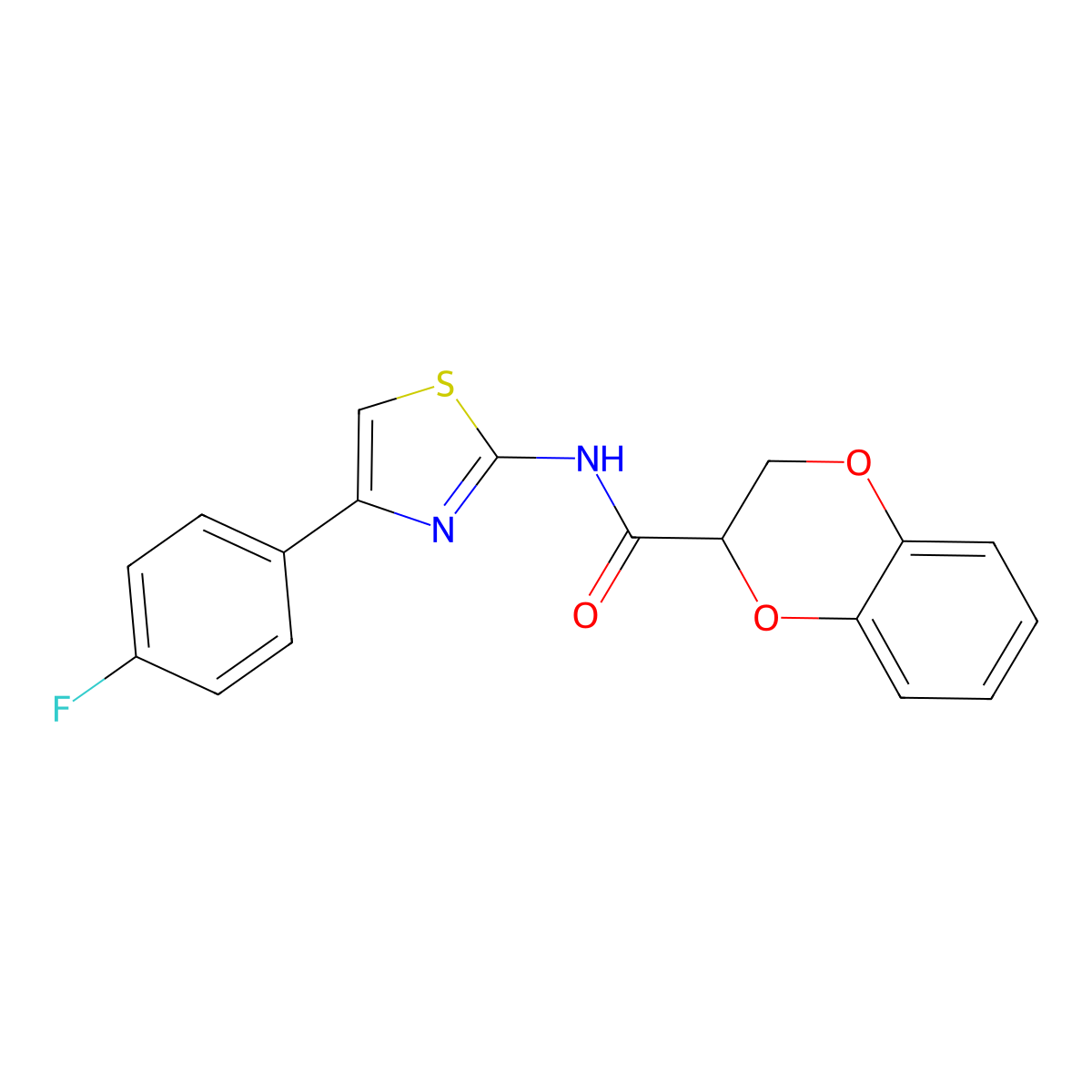 N-[4-(4-fluorophenyl)-1,3-thiazol-2-yl]-2,3-dihydro-1,4-benzodioxine-2-carboxamide molecular structure, CAS 515841-79-9