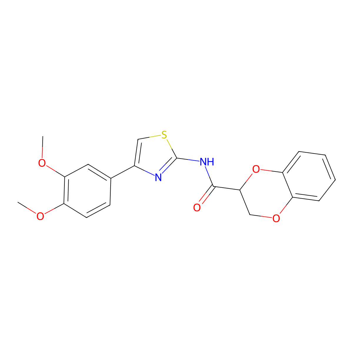 N-(4-(3,4-dimethoxyphenyl)thiazol-2-yl)-2,3-dihydrobenzo[b][1,4]dioxine-2-carboxamide molecular structure, CAS 515841-82-4