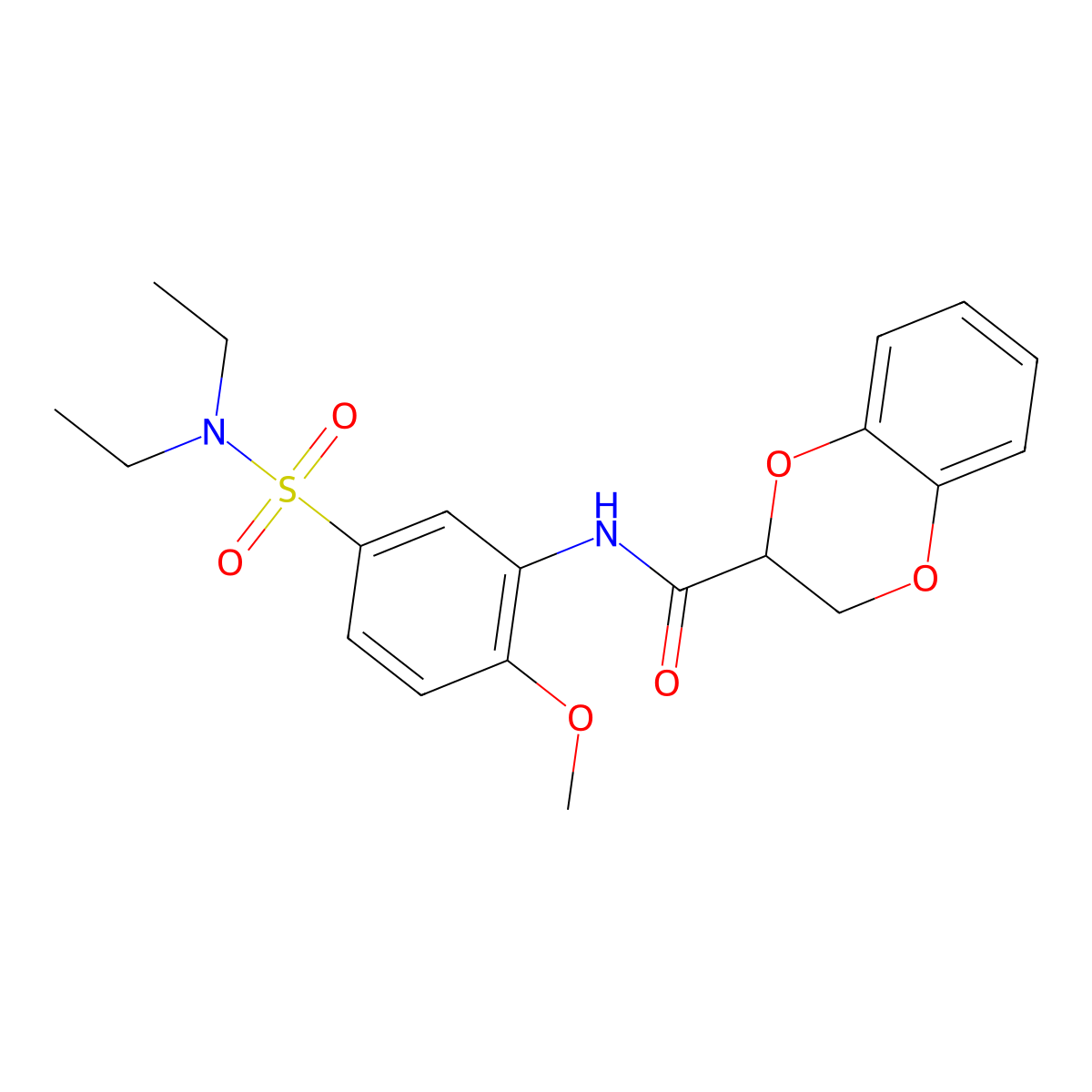N-[5-(diethylsulfamoyl)-2-methoxyphenyl]-2,3-dihydro-1,4-benzodioxine-2-carboxamide molecular structure, CAS 515842-42-9