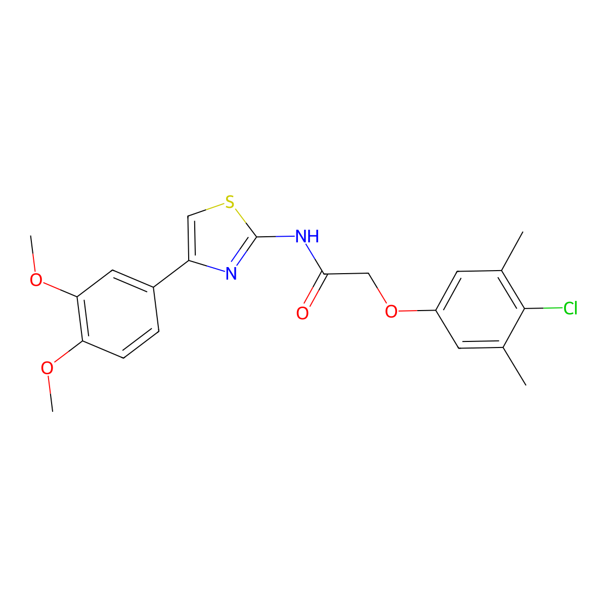 2-(4-chloro-3,5-dimethylphenoxy)-N-[4-(3,4-dimethoxyphenyl)-1,3-thiazol-2-yl]acetamide molecular structure, CAS 515842-58-7