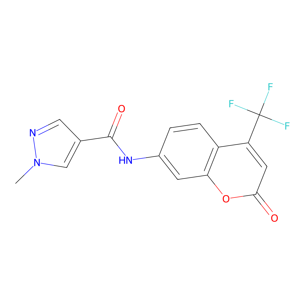 1-methyl-N-[2-oxo-4-(trifluoromethyl)chromen-7-yl]pyrazole-4-carboxamide molecular structure, CAS 515845-93-9