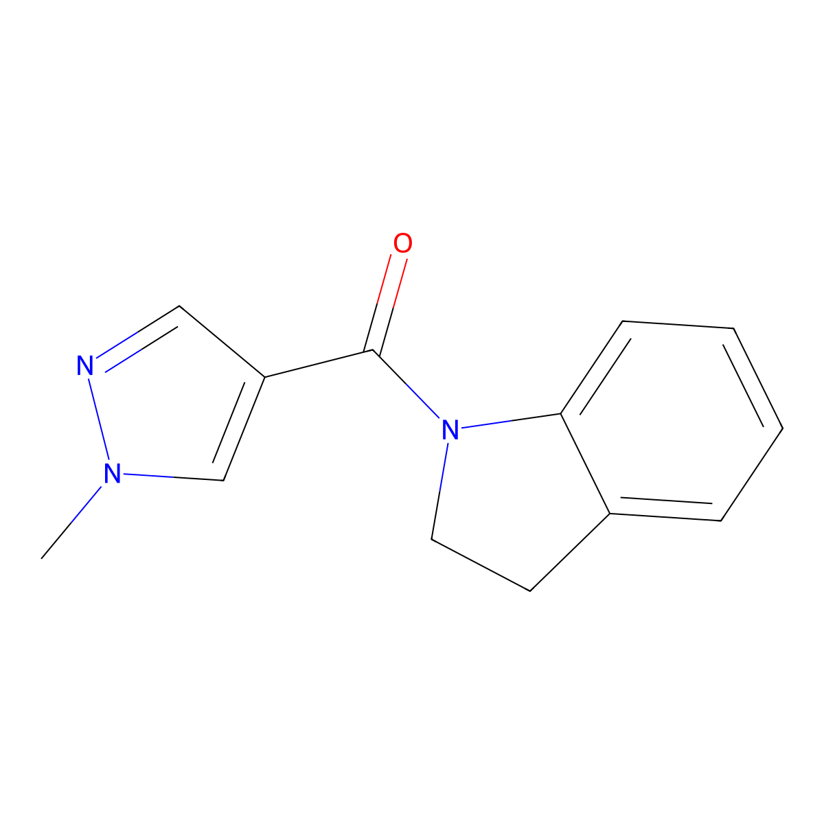 Methanone, (2,3-dihydro-1H-indol-1-yl)(1-methyl-1H-pyrazol-4-yl)- molecular structure, CAS 515846-14-7