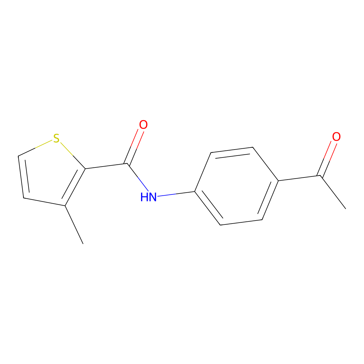 2-Thiophenecarboxamide, N-(4-acetylphenyl)-3-methyl- molecular structure, CAS 515846-47-6
