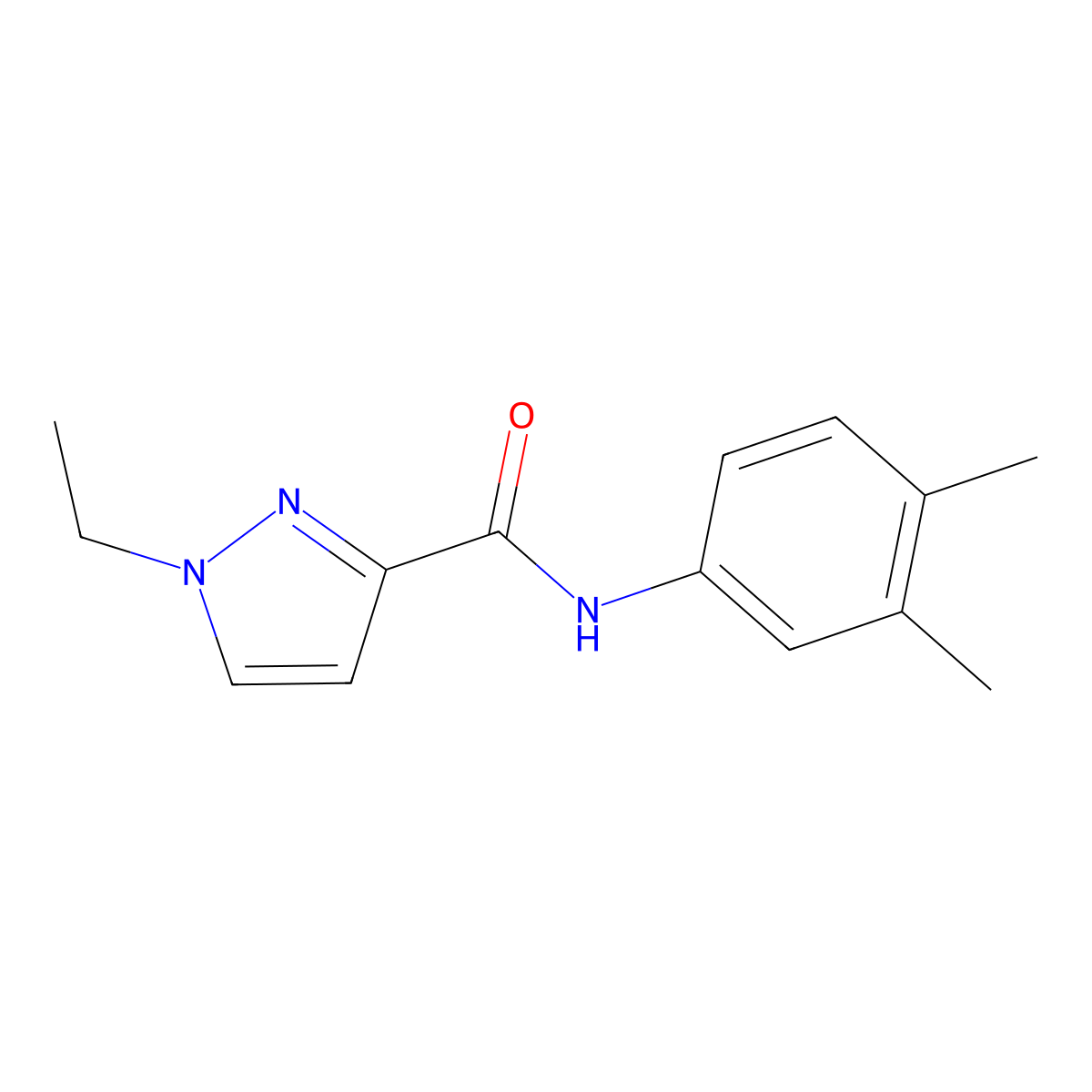 1H-Pyrazole-3-carboxamide, N-(3,4-dimethylphenyl)-1-ethyl- molecular structure, CAS 515846-49-8