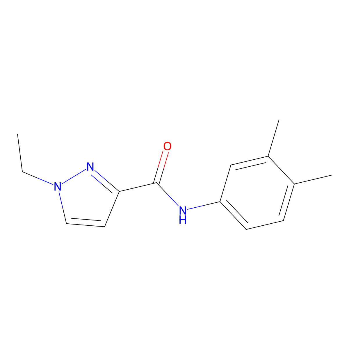 1H-Pyrazole-3-carboxamide, N-(3,4-dimethylphenyl)-1-ethyl- molecular structure, CAS 515846-49-8