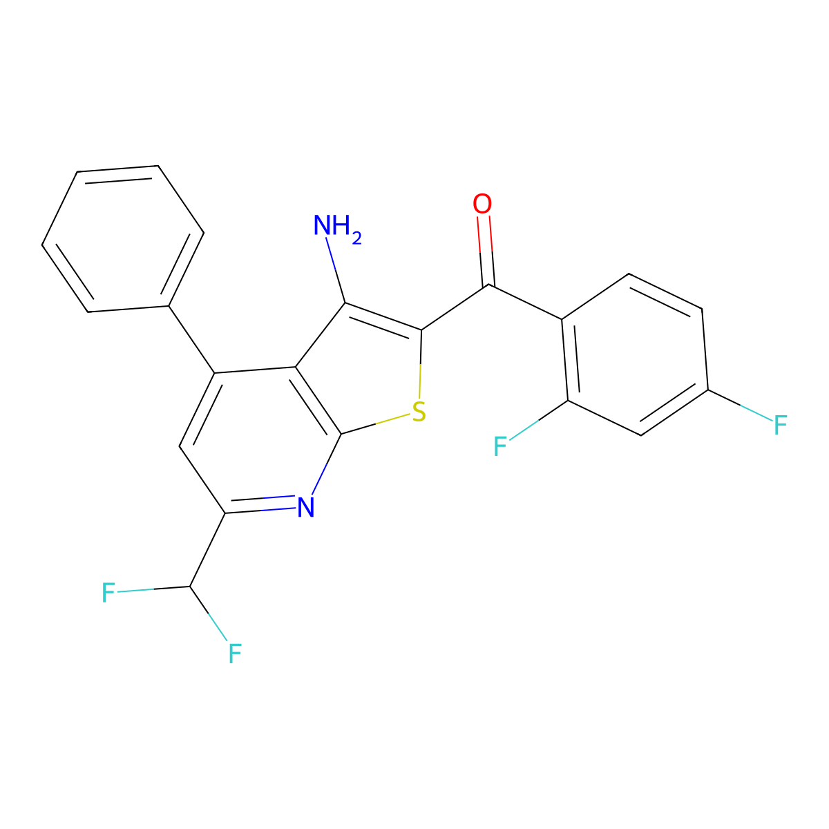 [3-Amino-6-(difluoromethyl)-4-phenylthieno[2,3-b]pyridin-2-yl](2,4-difluorophenyl)methanone molecular structure, CAS 515846-50-1