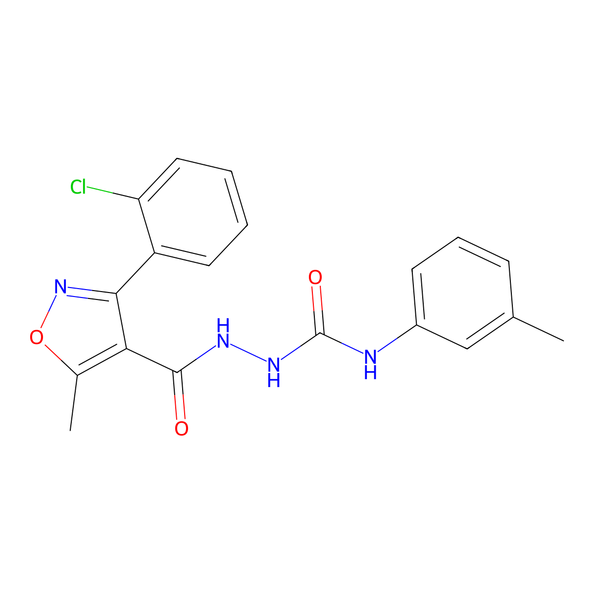 1-[[3-(2-Chlorophenyl)-5-methyl-1,2-oxazole-4-carbonyl]amino]-3-(3-methylphenyl)urea molecular structure, CAS 515846-74-9