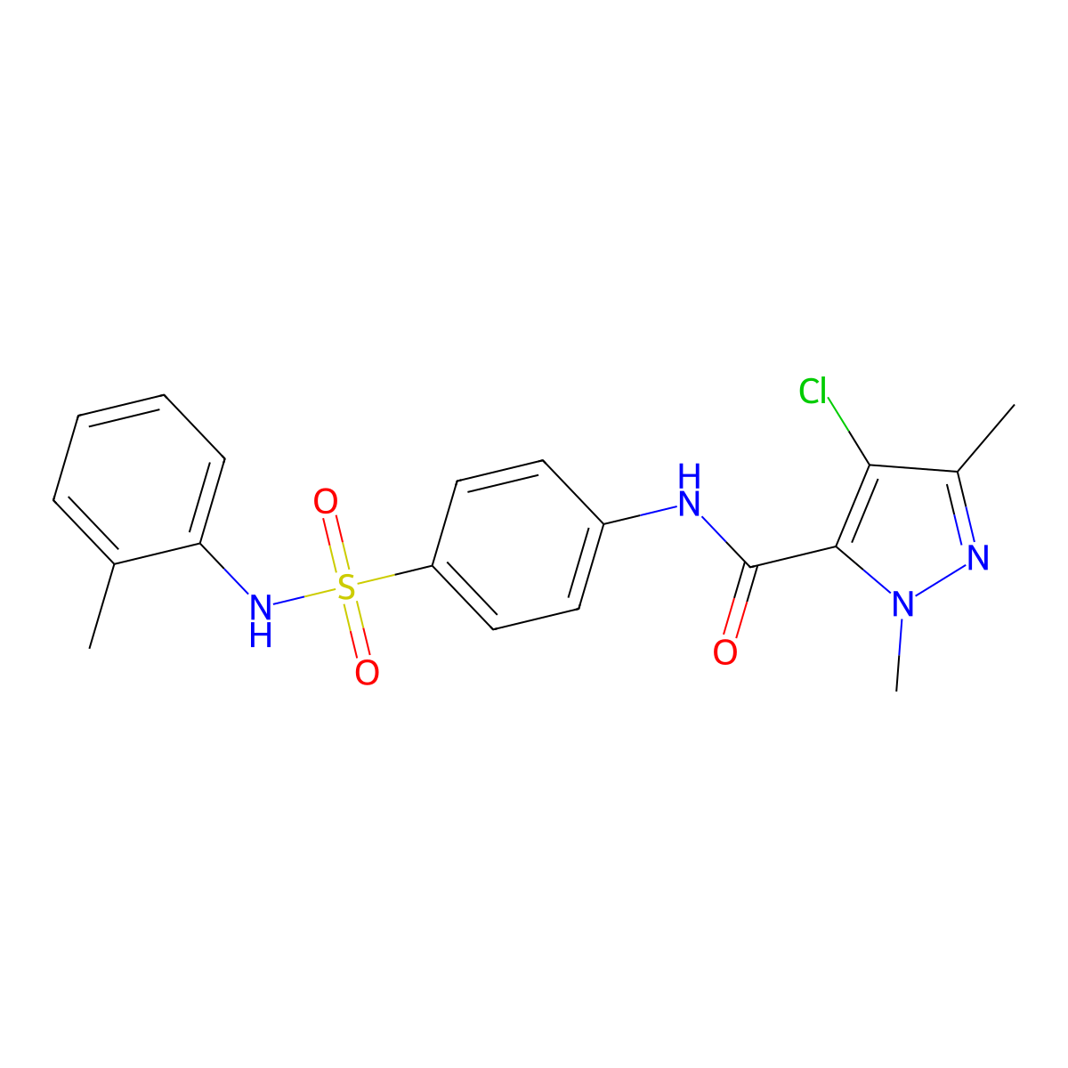 1H-Pyrazole-5-carboxamide, 4-chloro-1,3-dimethyl-N-[4-[[(2-methylphenyl)amino]sulfonyl]phenyl]- molecular structure, CAS 515846-85-2