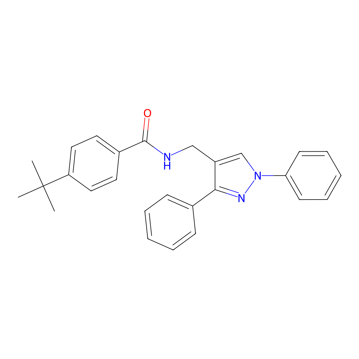 4-tert-butyl-N-[(1,3-diphenylpyrazol-4-yl)methyl]benzamide molecular structure, CAS 515846-97-6